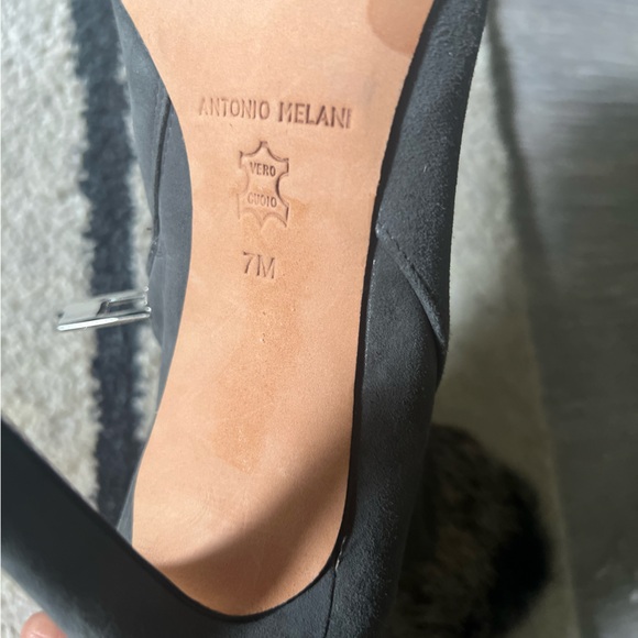 Antonio Melani fur trimmed grey suede heeled booties - Picture 4 of 6